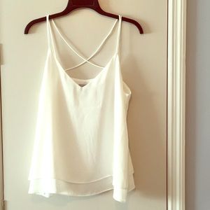 White Flowy Spaghetti Strap Blouse